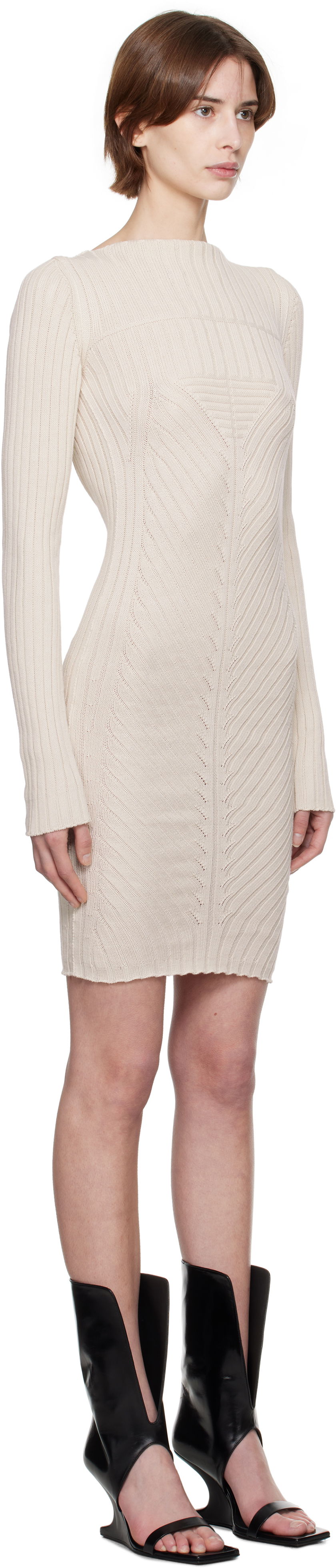 плаття Rick Owens Rick Owens Hollywood Knit Mini Dress бежевий | RP01E7651 KEC, 1