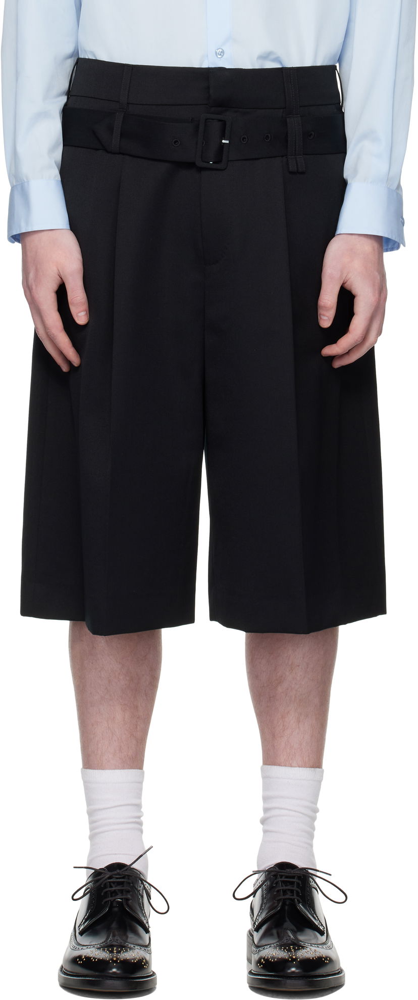 Шорти Simone Rocha Simone Rocha Wide Leg Multi Belt Loop Shorts чорний | 4160 1217