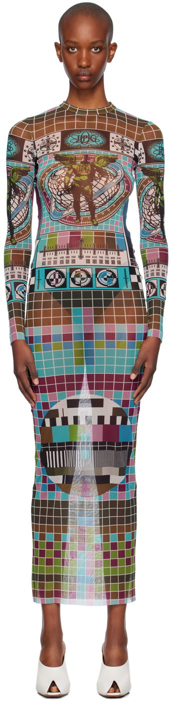 плаття Jean Paul Gaultier Jean Paul Gaultier Printed Mesh Maxi Dress Різнокольоровий | 24/31-F-RO264-T569-5090