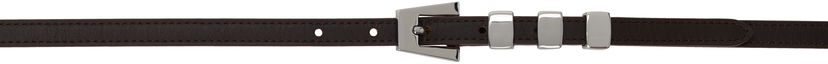 Ремені BY FAR Nappa Leather Belt With Triangular Buckle Коричневий | MWTST003CL013BR023PL