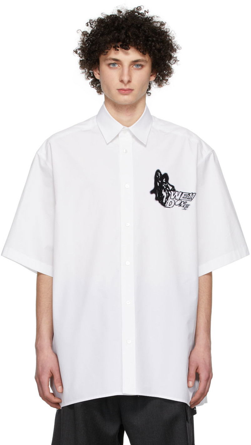 Сорочка We11done We11done Cotton Graphic Shirt білий | WD-BL1-22-101-U-WH