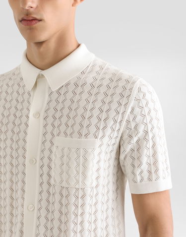 Сорочка поло Dolce & Gabbana Dolce & Gabbana Short-Sleeved Openwork Polo Shirt білий | GXVA9TJBCFJW0001, 3