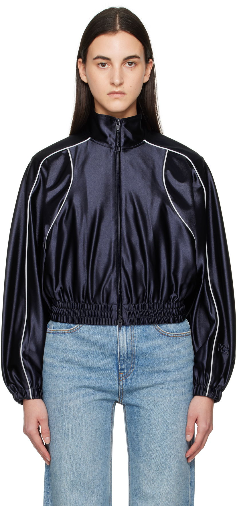 Куртка бомбер Alexander Wang Alexanderwang.t Deconstructed Track Jacket темно-синій | 4CC1252110