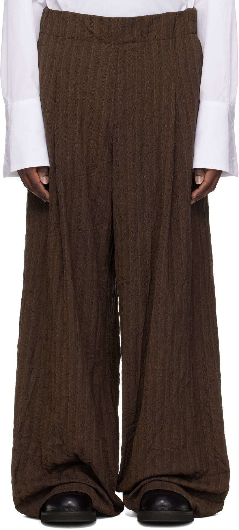 Штани Dries Van Noten Dries Van Noten Pleated Wide-Leg Trousers Коричневий | 251-020907-1504