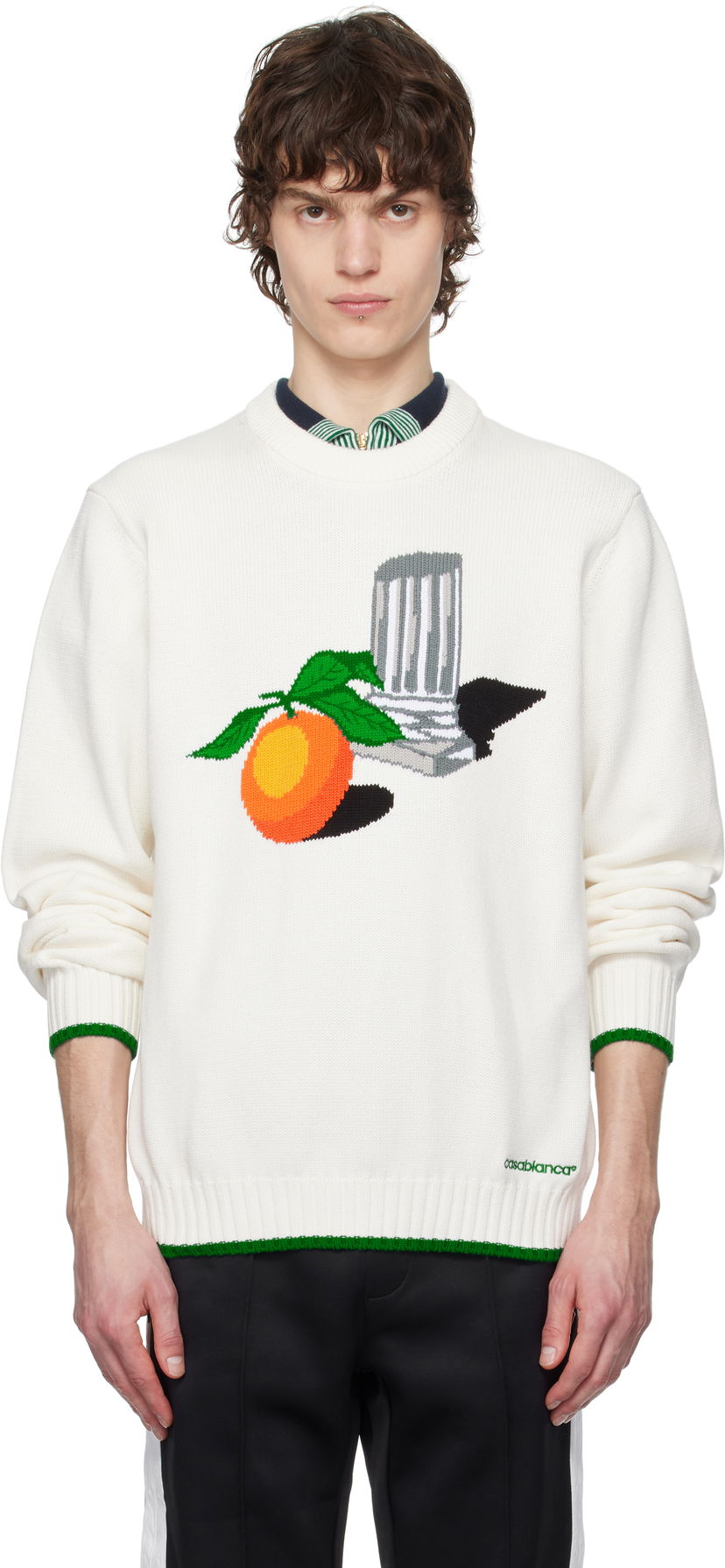 Cветр Casablanca Casablanca Intarsia Knit Sweater білий | MPS25-KW-859-01