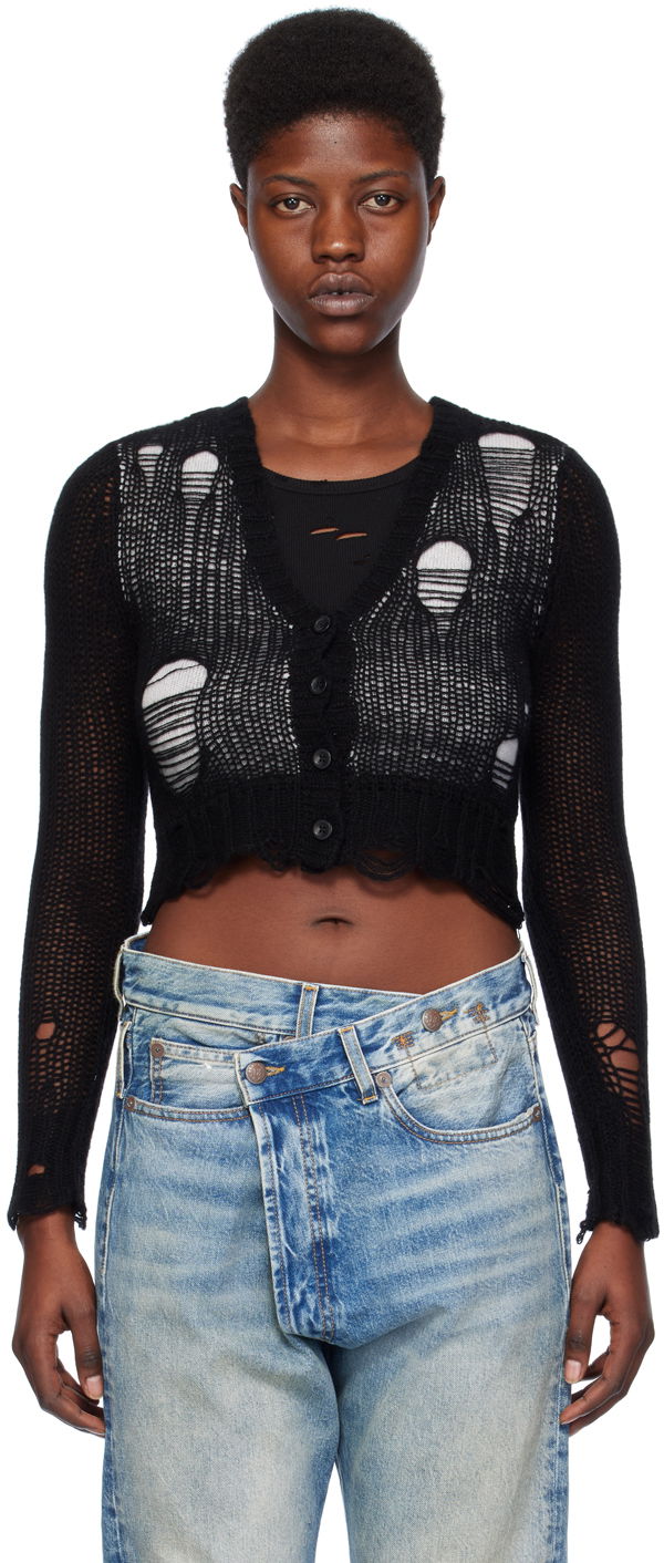 Cветр R13 R13 Double Layer Cropped Cardigan чорний | R13WY041-Y122B
