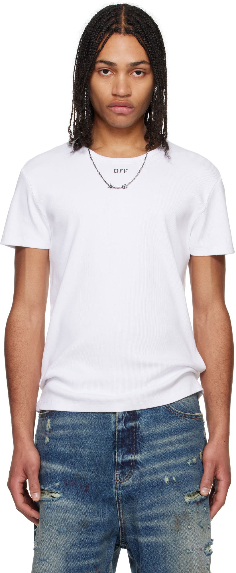Футболка Off-White Off-White Stamp Rib T-Shirt білий | OMUY007C99JER0010110