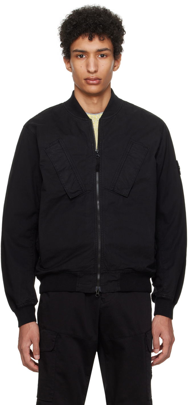 Куртка бомбер Stone Island Garment-Dyed Bomber Jacket чорний | 801542510