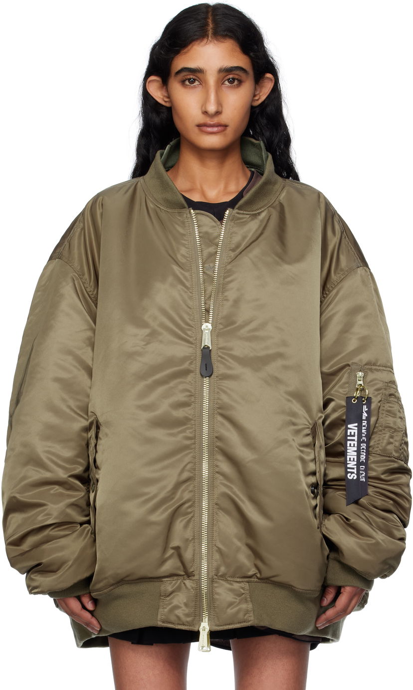 Куртка бомбер VETEMENTS Vetements Alpha Industries Edition Cut-Up Reversible Jacket Зелений | UH76BO450GO