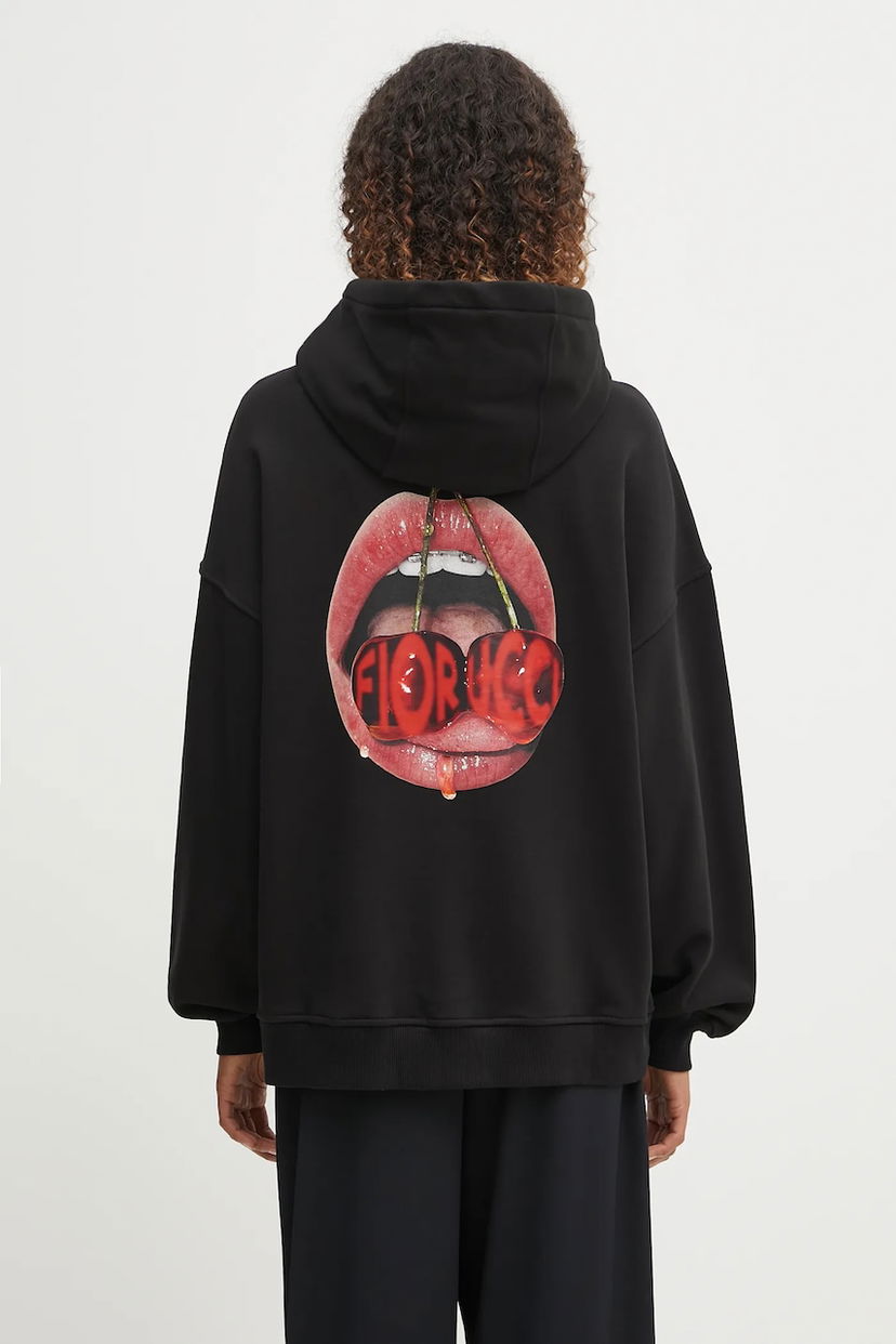 Світшоти Fiorucci Fiorucci Cherry Mouth Print Relaxed Fit Hoodie чорний | W02FPSHO092CJ05BK02
