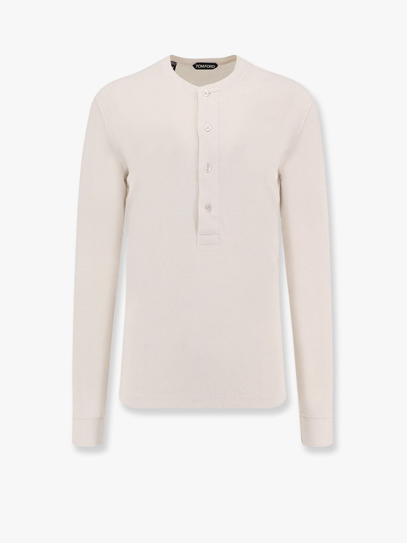 Футболка Tom Ford Long Sleeve Henley T-Shirt бежевий | JHL014JMC048S25AW004
