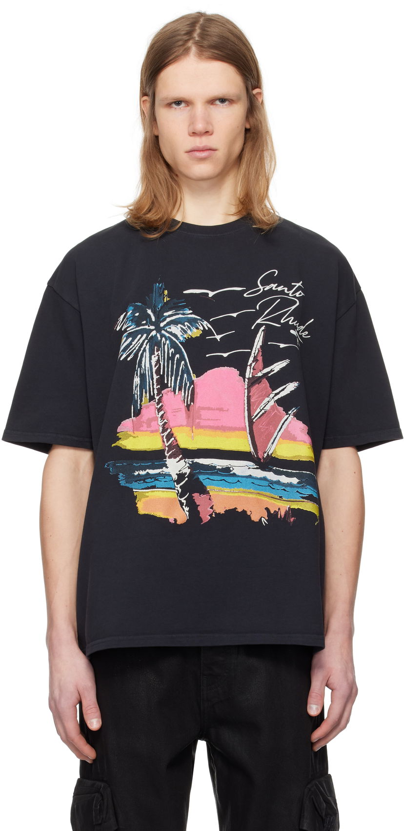 Футболка Rhude Rhude Saint-Rhude Graphic T-Shirt чорний | RHPS25TT04012