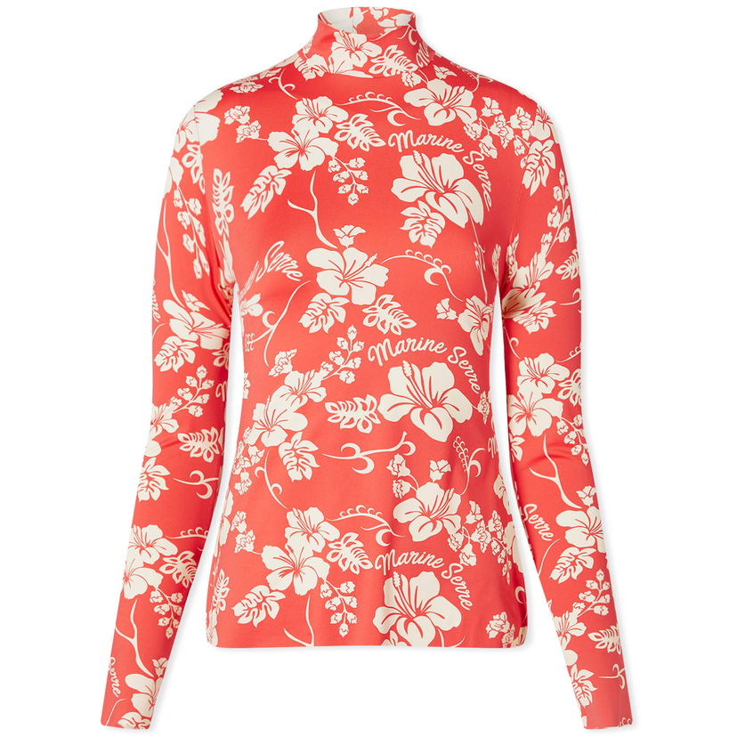 Футболка Marine Serre Floral Recycled Jersey Second Skin Top Червоний | WTS005-RD10