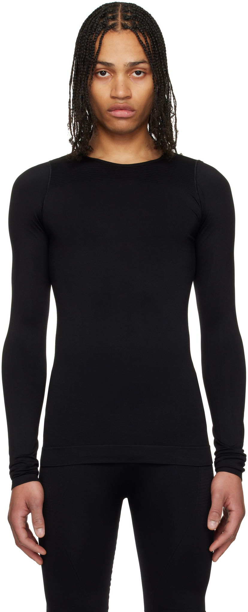 Футболка Rick Owens Rick Owens Hollywood Active Knit Long Sleeve T-Shirt чорний | RU01E5691 KSP