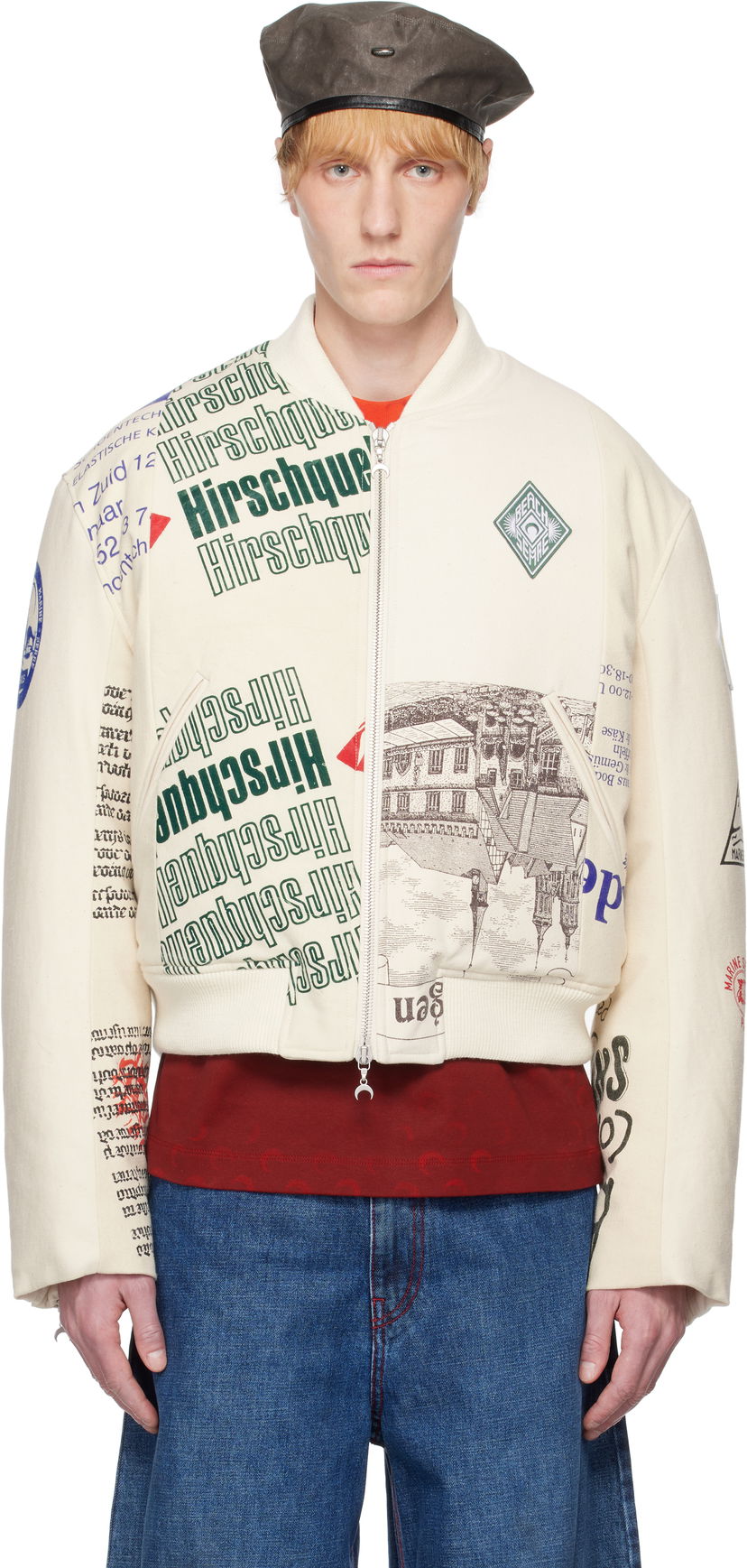 Куртка бомбер Marine Serre Serre Regenerated Print Bomber Jacket білий | UJA062A UWOV0009