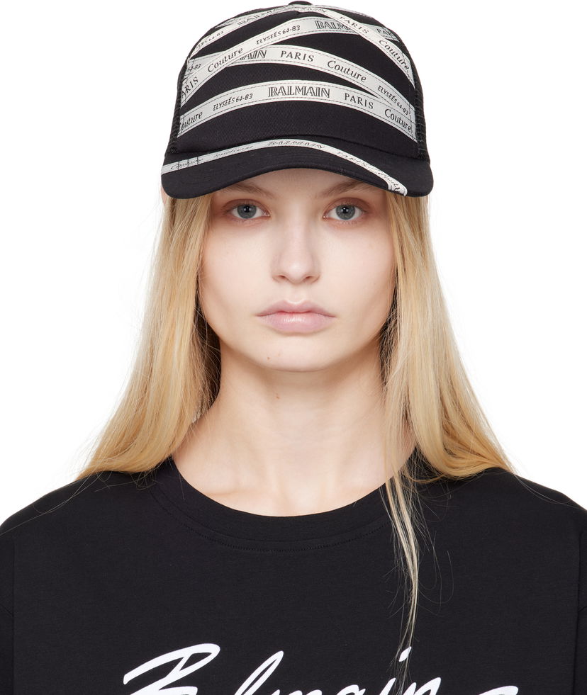 Кепка Balmain Ribbon Motif Cotton Cap by Balmain чорний | EF1XA381MB10