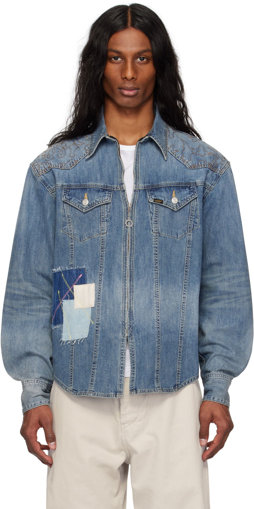 Куртка Andersson Bell Andersson Bell Embroidered Patchwork Denim Jacket Синій | atb1273m