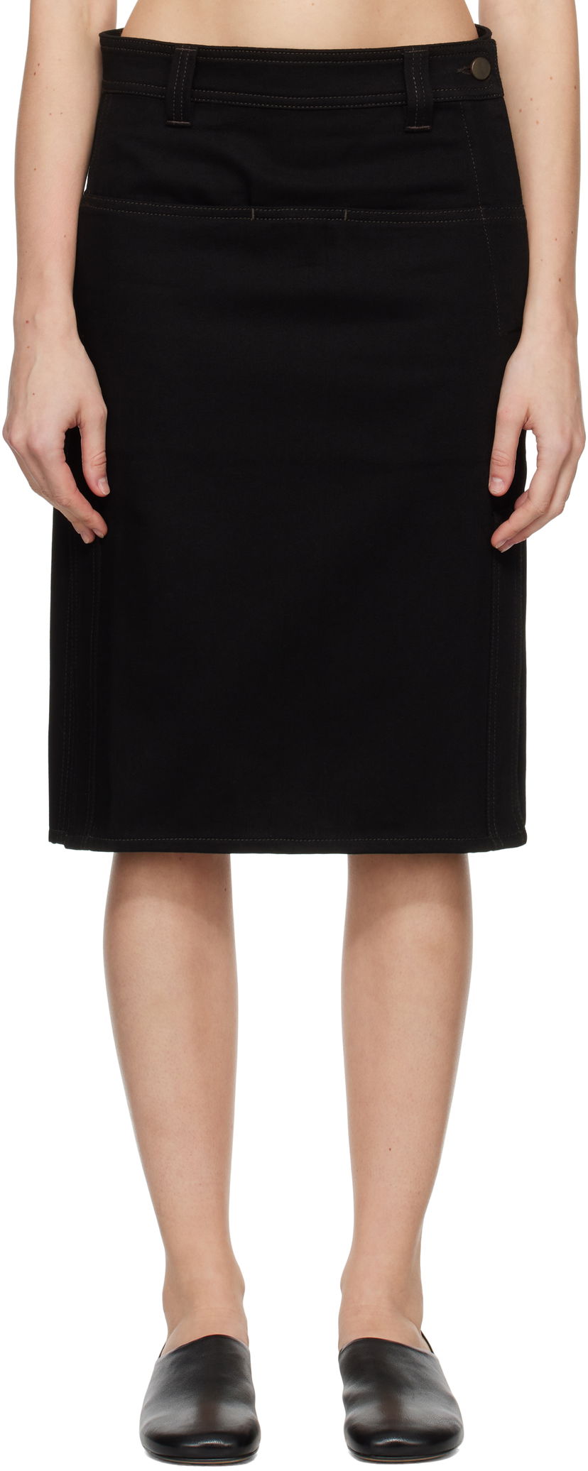 Спідниця LEMAIRE Straight Denim Midi Skirt чорний | SK1040 LD1004