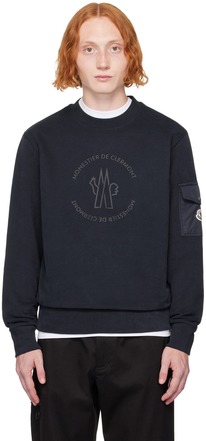 Світшоти Moncler Navy Bonded-Logo Sweatshirt темно-синій | J20918G0003589AHE