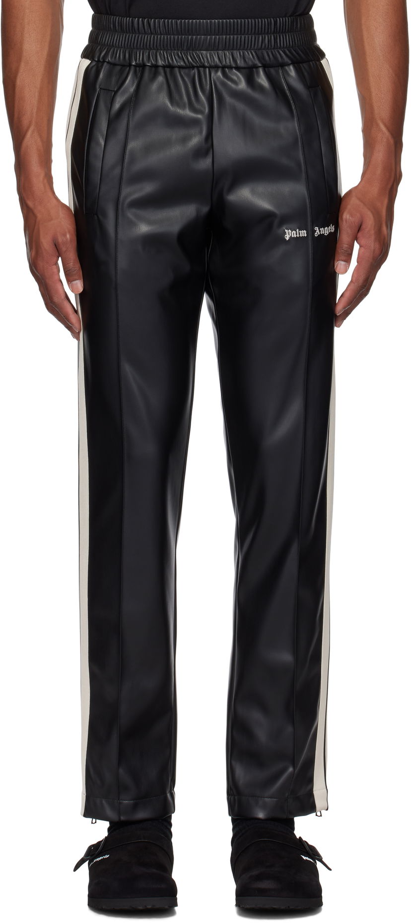 Штани Palm Angels Faux-Leather Track Pants чорний | PMCJ020F24FAB0011003