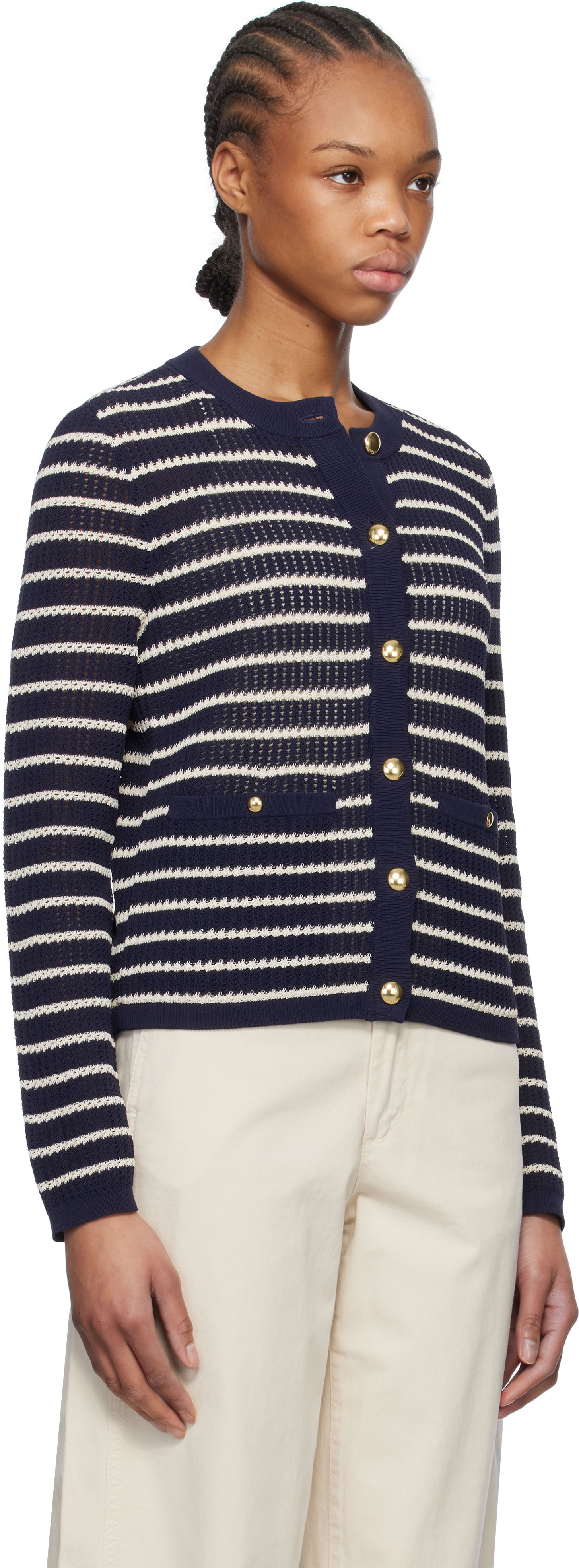 Cветр rag & bone rag & bone Viola Stripe Cardigan темно-синій | WAS24S042TG42, 1