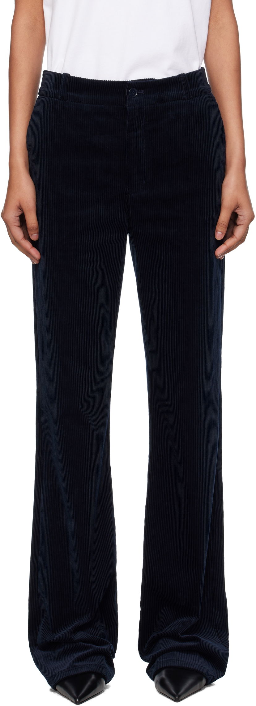 Штани A.P.C. A.P.C. Rosemary Corduroy Flare Trousers темно-синій | COHBB-F08502
