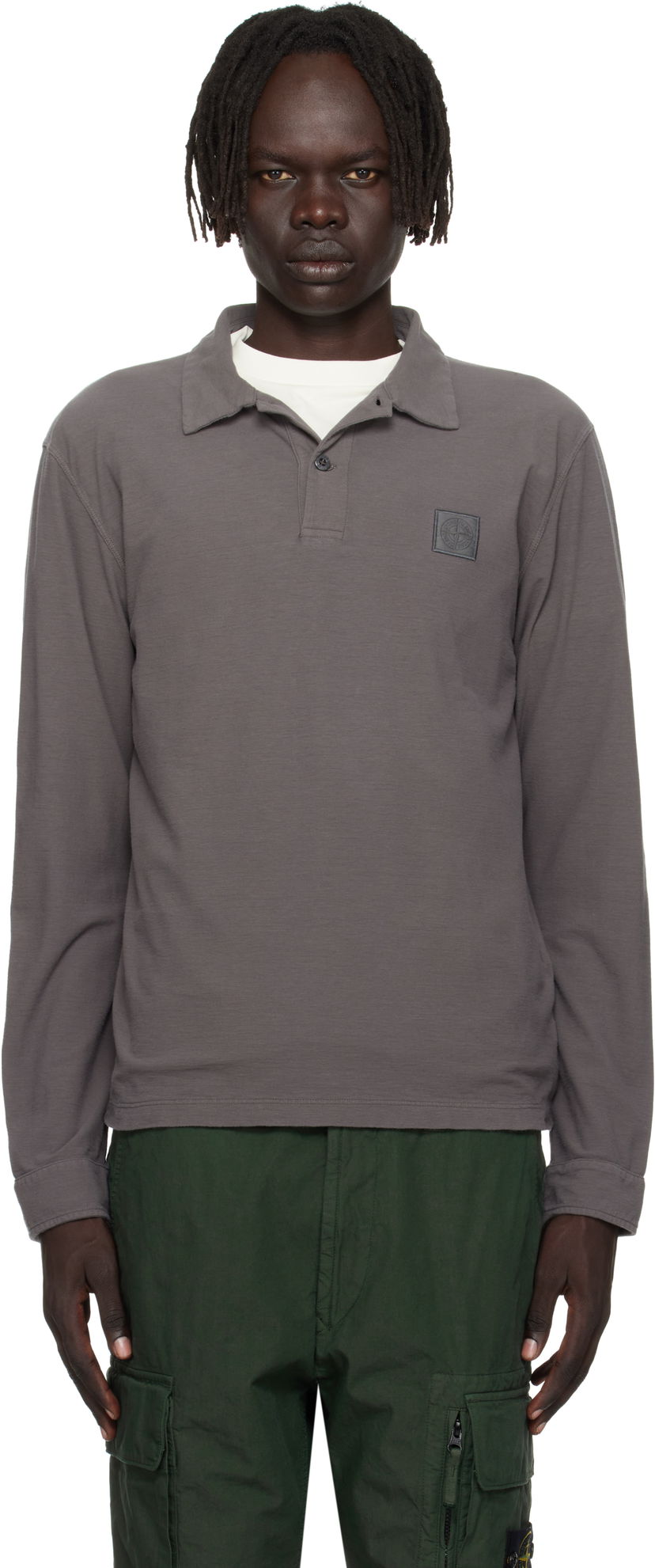 Сорочка поло Stone Island Stone Island Long Sleeve Cotton Jersey Polo Сірий | K2S15 2200011 S0F11