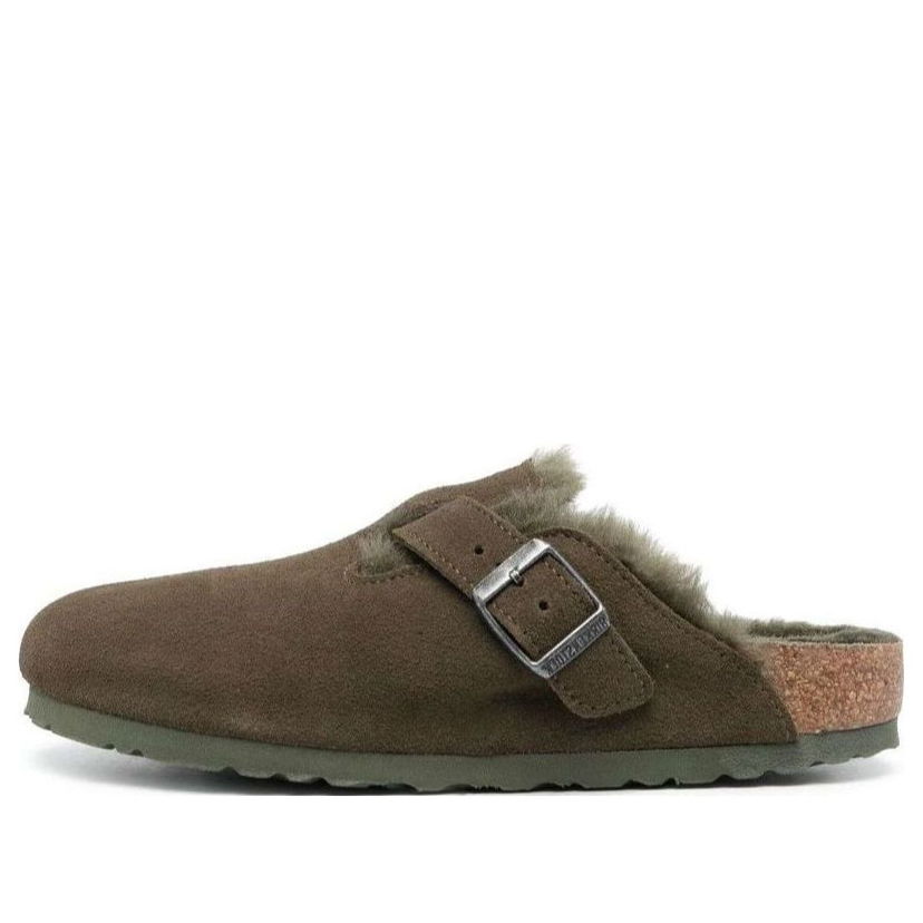 Кросівки та взуття Birkenstock Boston Shearling Suede Narrow Fit Slippers Зелений | 1025667