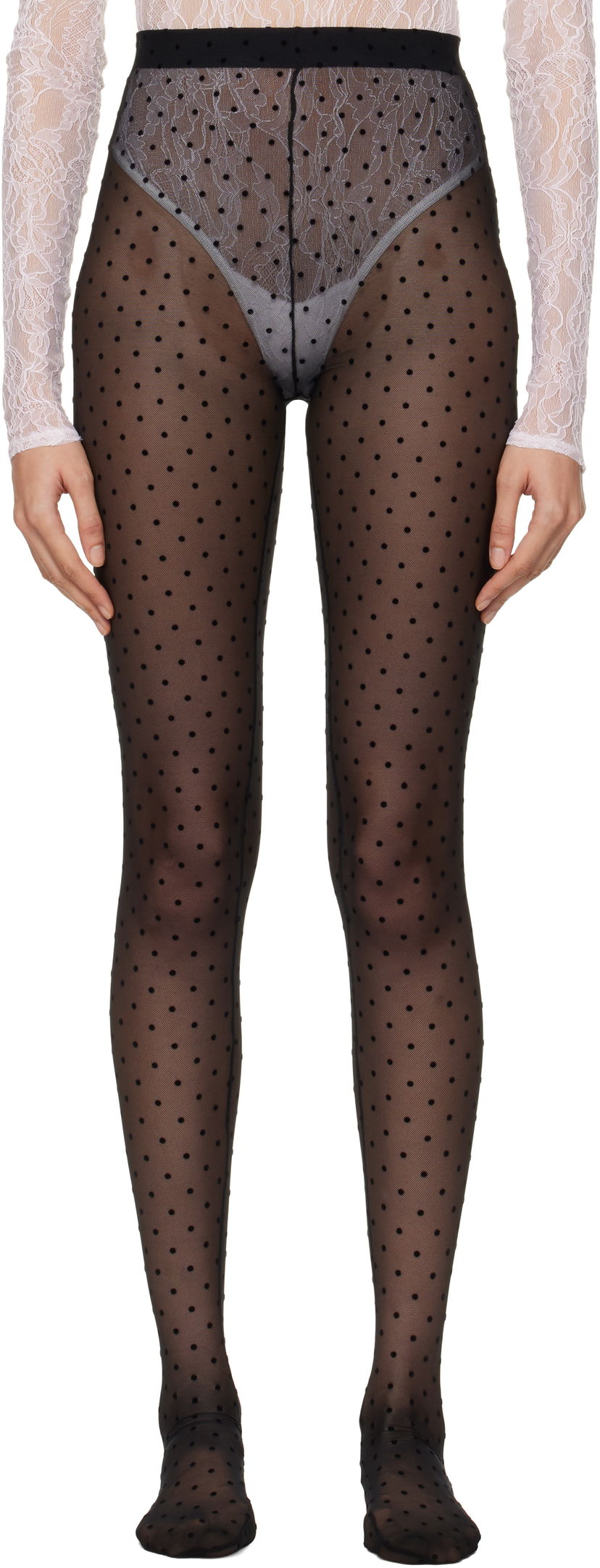 Шкарпетки WARDROBE.NYC Sheer Polka Dot Tights чорний | W2222F24PD