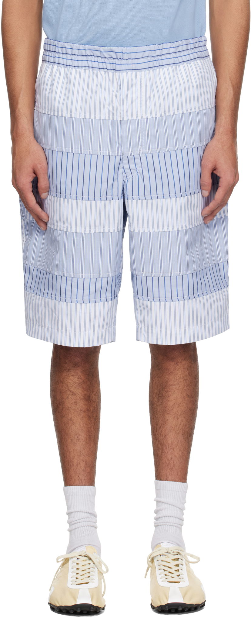 Шорти Comme des Garçons Comme des Garçons Shirt Yarn Dyed Stripe Poplin Shorts Синій | FO-P004-051