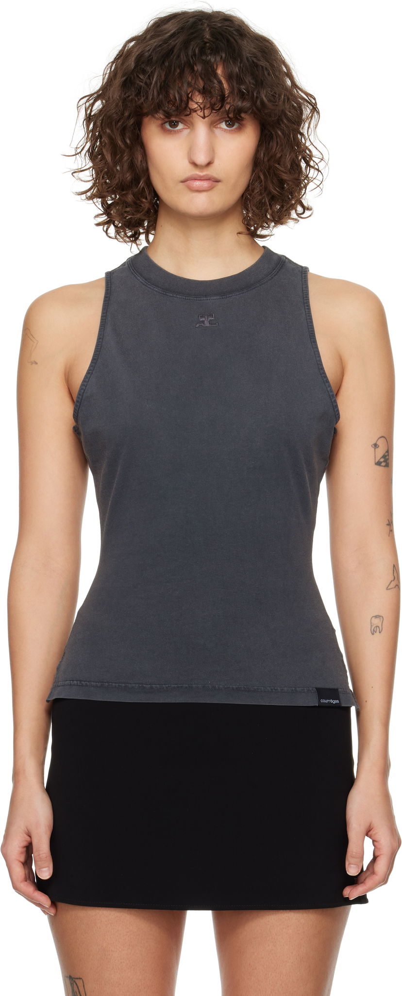 Безрукавка Courrèges Courrèges Fitted Stonewashed Tank Top Сірий | 125JDE094JS0110