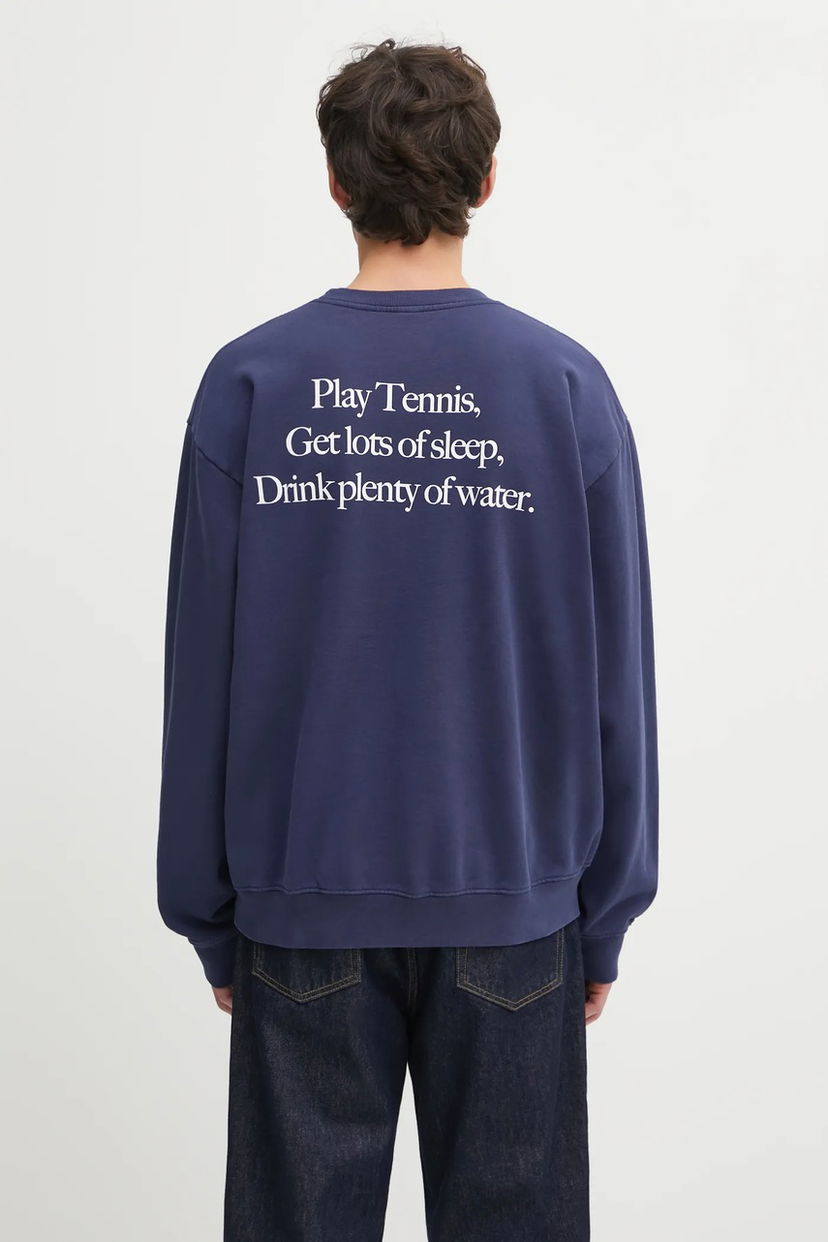 Світшоти Sporty & Rich Sweatshirt with 'Play Tennis, Get lots of sleep, Drink plenty of water' text print темно-синій | ST071621425BL106