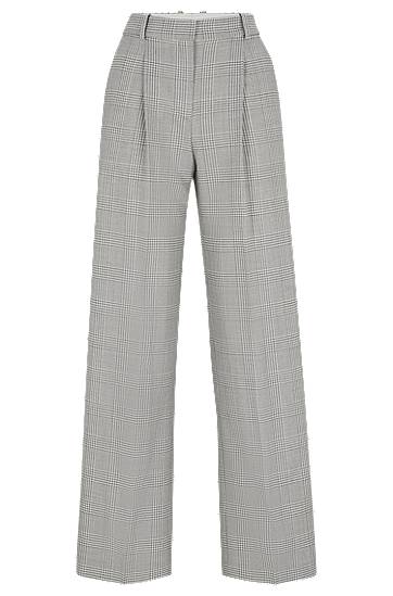 Штани BOSS Glen-check Virgin Wool Straight-Fit Trousers Сірий | 50525277