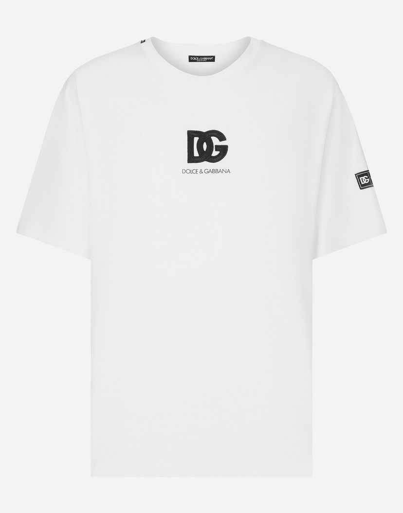 Футболка Dolce & Gabbana Short-sleeved T-shirt With Dg Logo Patch білий | G8PN9ZG7M2FW0800
