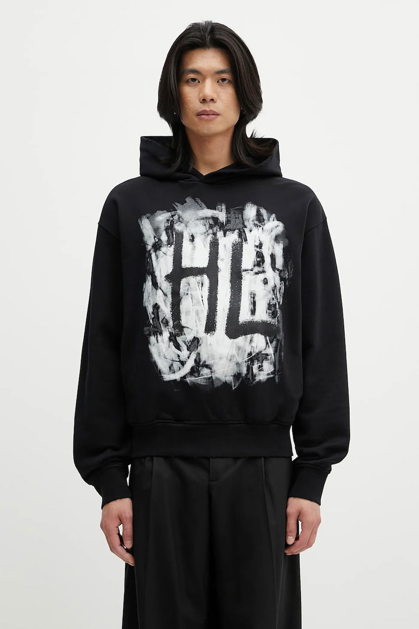 Світшоти Helmut Lang Helmut Lang Scribble H2 Light Ct Graphic-Print Hoodie чорний | P02HM514
