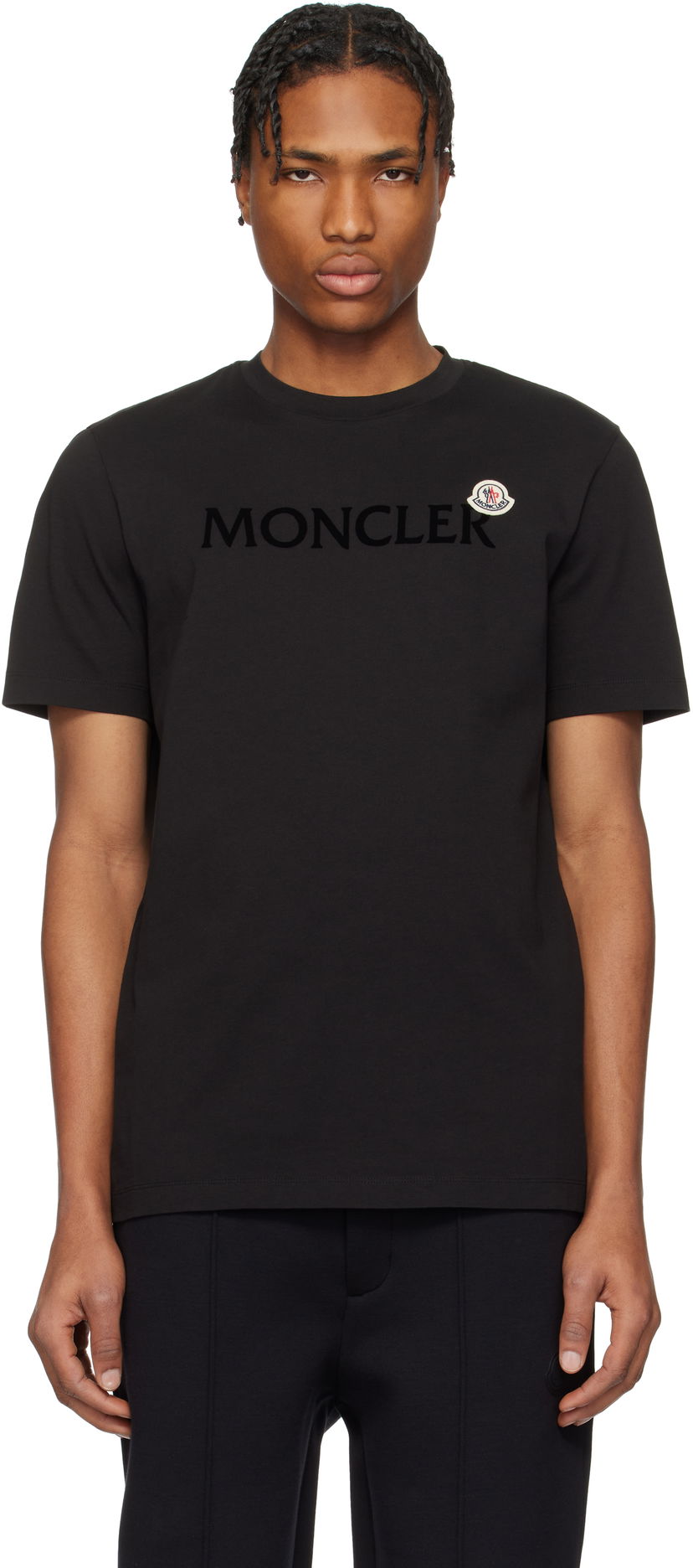 Футболка Moncler Moncler Flocked Logo Cotton T-Shirt чорний | K10918C000758390T