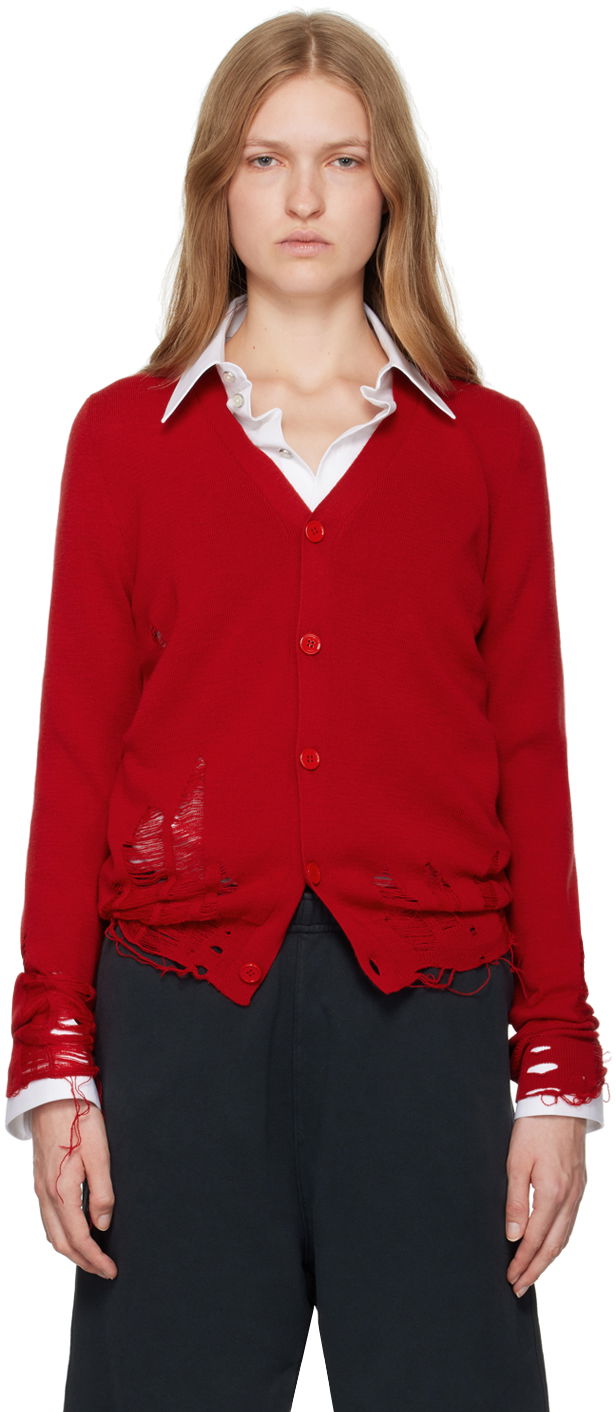 Cветр Maison Margiela Compact Distressed Cardigan Червоний | SH2HP0006 M13070