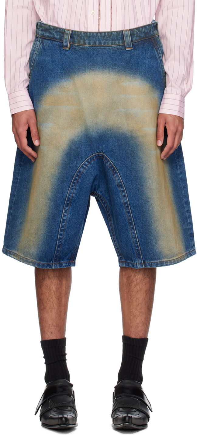 Шорти Y/PROJECT Sprayed Denim Shorts Синій | 207SO001