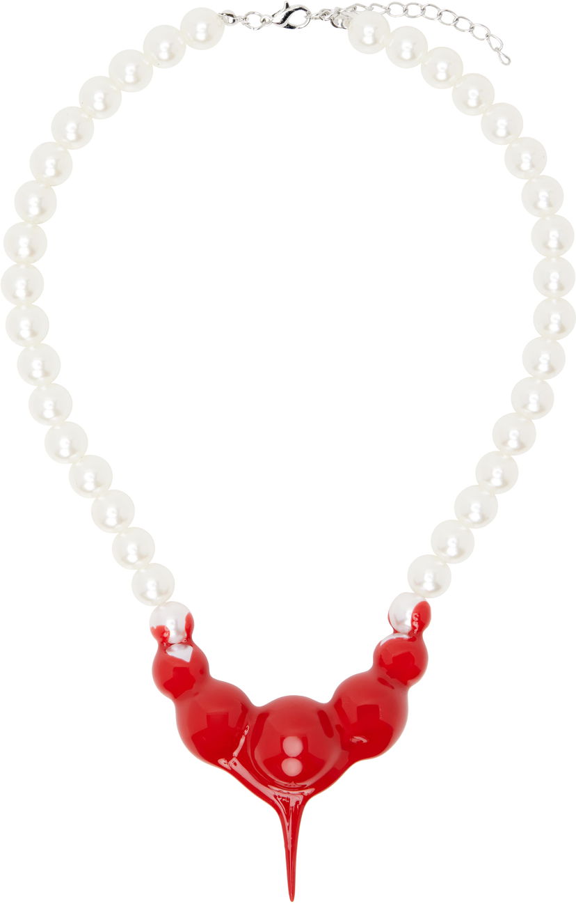 Кольє Ottolinger Ottolinger Pearl Necklace with Red Pendant білий | 125-902925-01