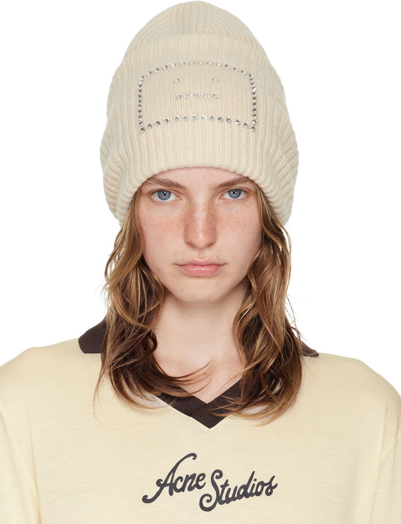 Шапка Acne Studios Beige Embellished Square Beanie бежевий | C40367-