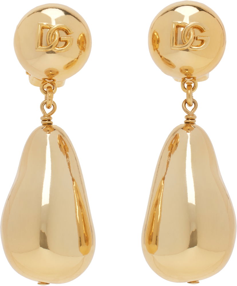 Сережки Dolce & Gabbana Dolce & Gabbana Teardrop DG Logo Clip-on Earrings Металік | WER2Y1 W1111