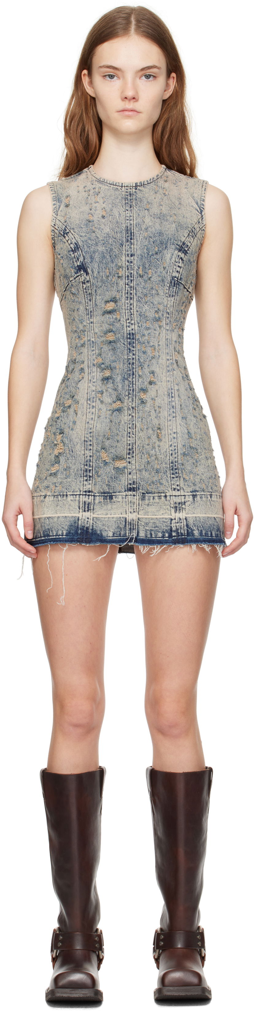плаття GUESS Guess Distressed Denim Minidress Синій | W4BK77D5AC4