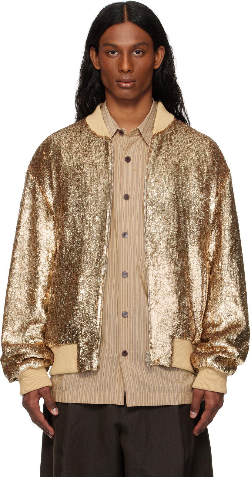 Куртка бомбер Dries Van Noten Dries Van Noten Sequinned Bomber Jacket Металік | 251-080546-1481