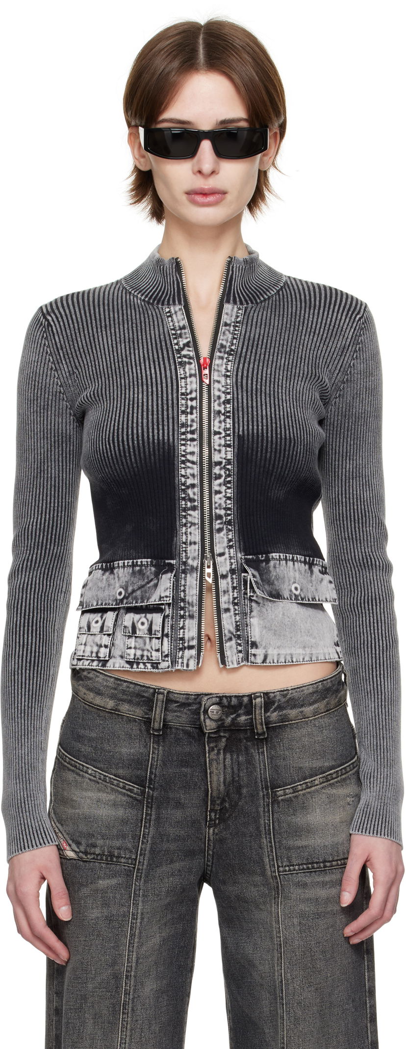 Cветр Diesel Diesel M-Melissa Zip-Up Knit Jacket Сірий | A16895 0QMAN
