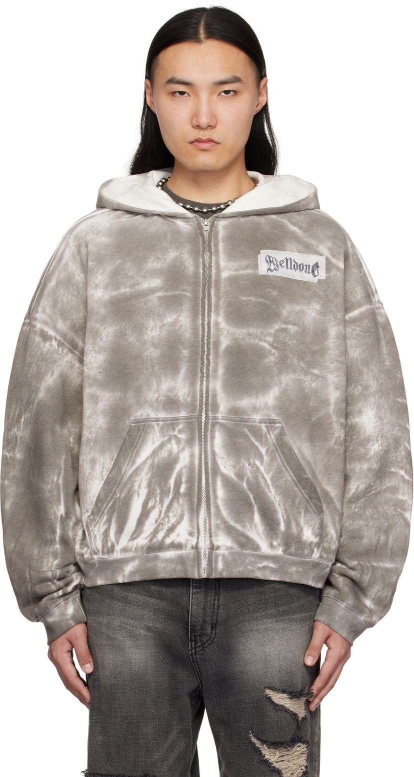 Світшоти We11done We11done Muddy Zip-Up Hoodie Сірий | WD-TJ0-25-819-U-BK