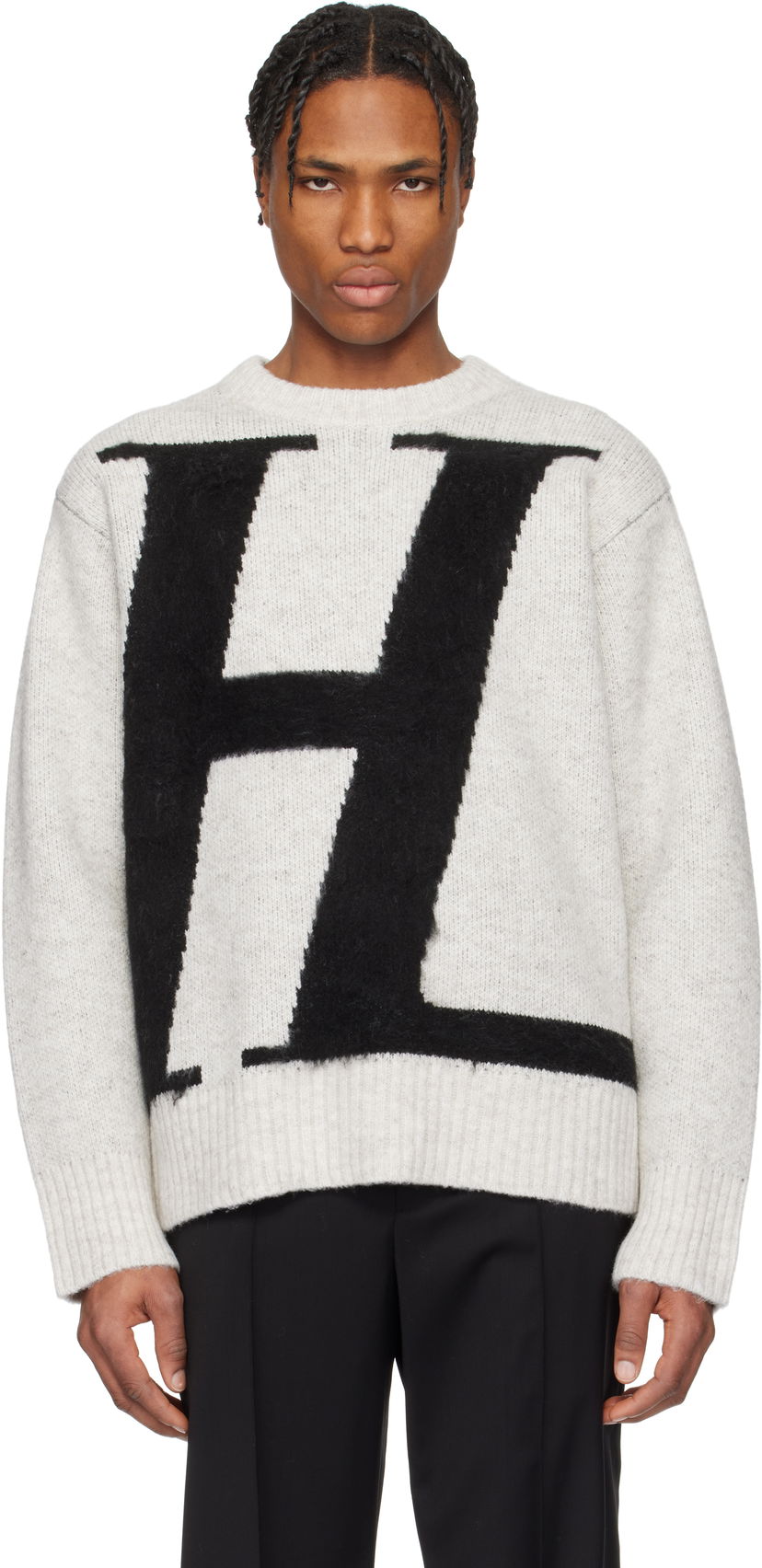 Cветр Helmut Lang Helmut Lang Brushed Logo Sweater Сірий | O09HM703