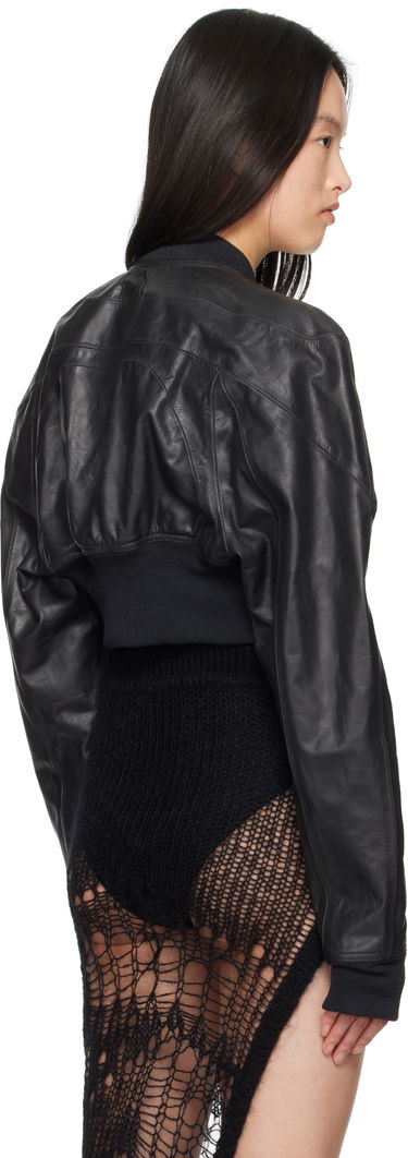 Куртка бомбер Rick Owens Rick Owens Hollywood Girdered Cropped Leather Bomber Jacket чорний | RP01E7713 LTP, 2