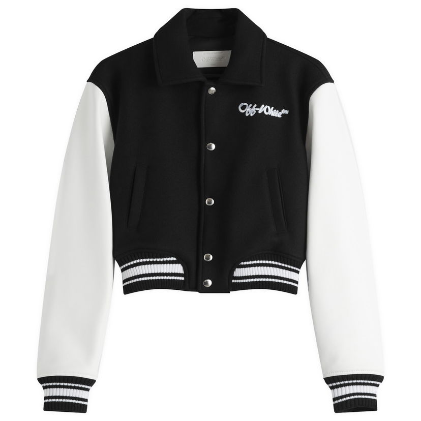 Куртка бомбер Off-White Off-White WO Simple Cropped Varsity Jacket, Size Small чорний | OWEK00DS25FAB0011001