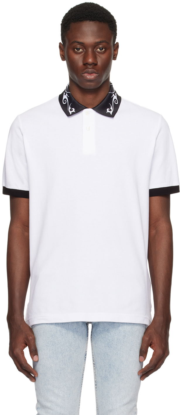Сорочка поло Versace Jeans Couture White Printed Polo білий | E76GAGT08_ECJ01T