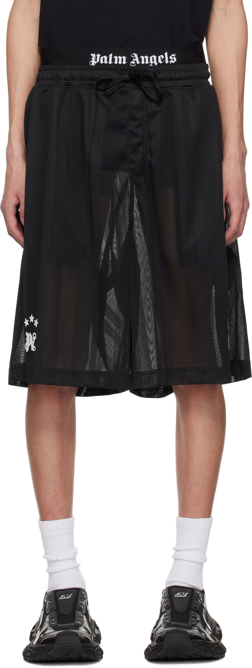 Шорти Palm Angels Palm Angels Palm Sport Mesh Shorts чорний | PMCI022S25FAB0021003